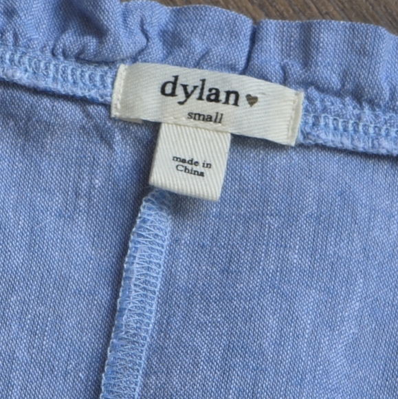 Linen Cotton Blend Top DYLAN Bella Blouse Blue Medium - Picture 3 of 4